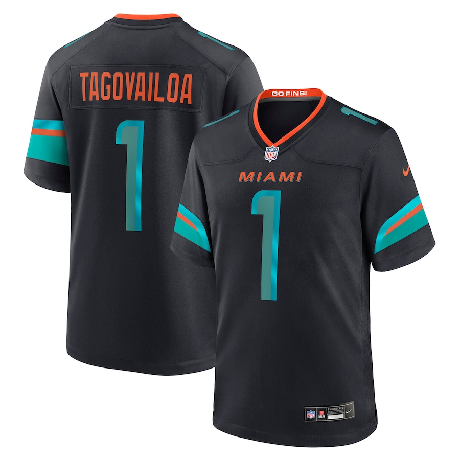 Men Miami Dolphins 1 Tua Tagovailoa Nike 2025 Blue Limited Nike NFL Jersey 002